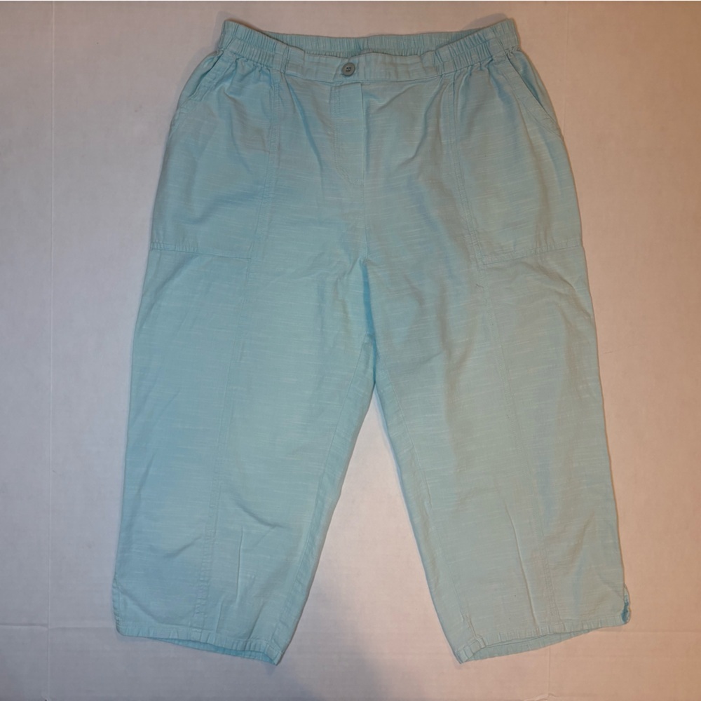 Cathy Daniels pastel light blue casual pull-on capris 100% cotton size Large